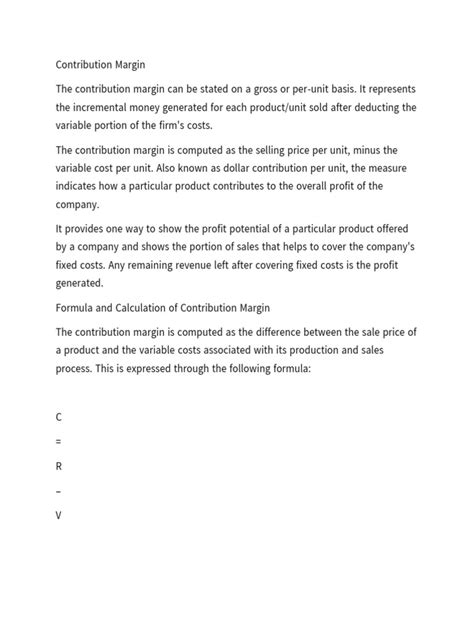 How To Calculate Contribution Margin | PDF | Marketing | Private Sector