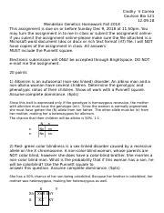 Mendelian Genetics Homework Fall 2018 Docx Cindhy V Correa Coulson