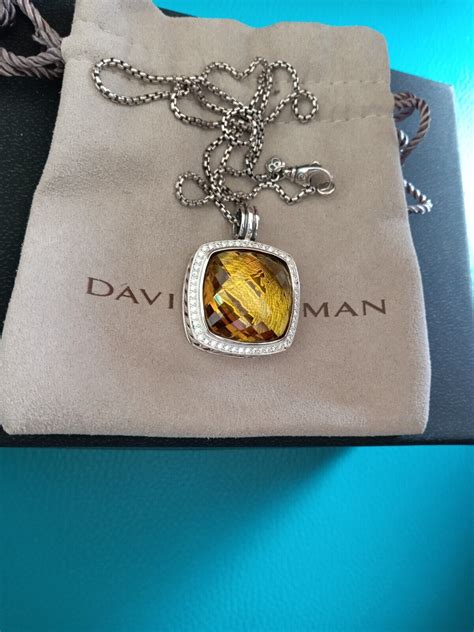 David Yurman Silver Mm Albion Pendant Necklace With Lemon Citrine