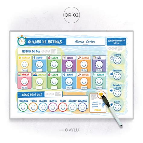 Quadro De Incentivo E Rotina Infantil Azul Elo