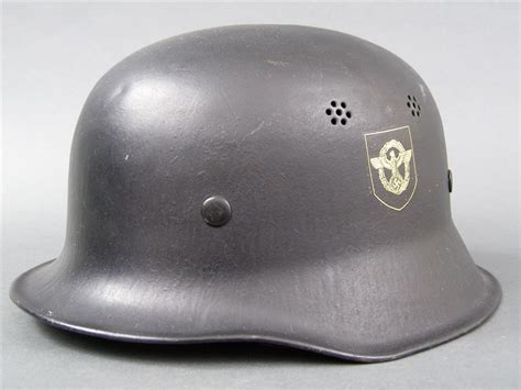 Original German WWII Mint Unissued M34 Fire Police Helmet Size 58