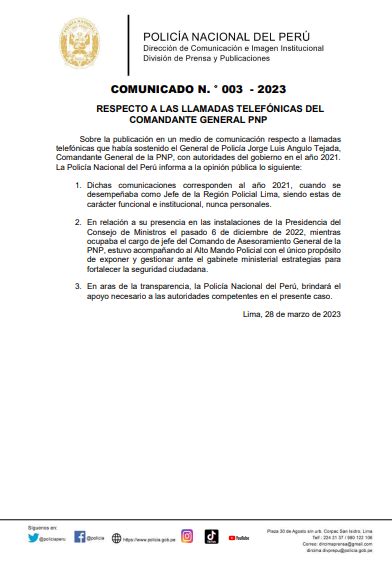 Policía Nacional del Perú on Twitter PNPInforma Comunicado n