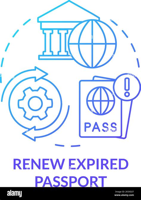 Renew Expired Passport Blue Gradient Concept Icon Stock Vector Image