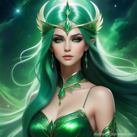 Black-Green Haired Warrior Princess | Stable Diffusion Online