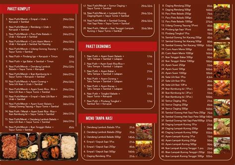 menu  dapoer kanjeng mamih restaurant east jakarta