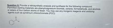 Solved Question Provide A Retrosynthetic Analysis And Chegg