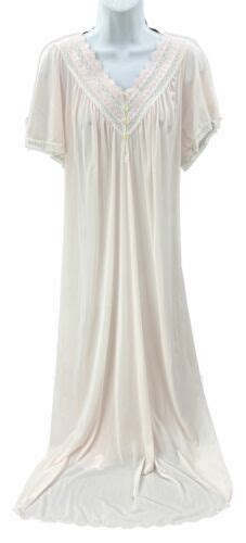 Large Silk Essence By Miss Elaine Vtg Nightgown Pink Long Gown Ebay