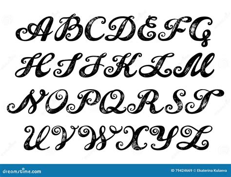 Calligraphy Alphabet Typeset Lettering. Stock Vector - Illustration of ...