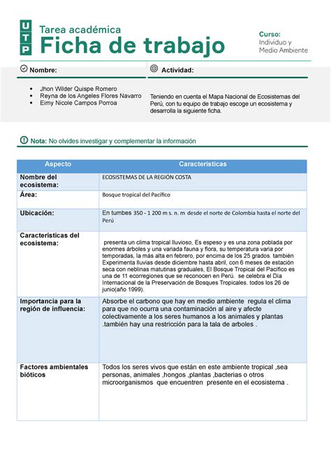 Individuo Y Ambiente Individuo Y Medio Ambiente UTP Studocu