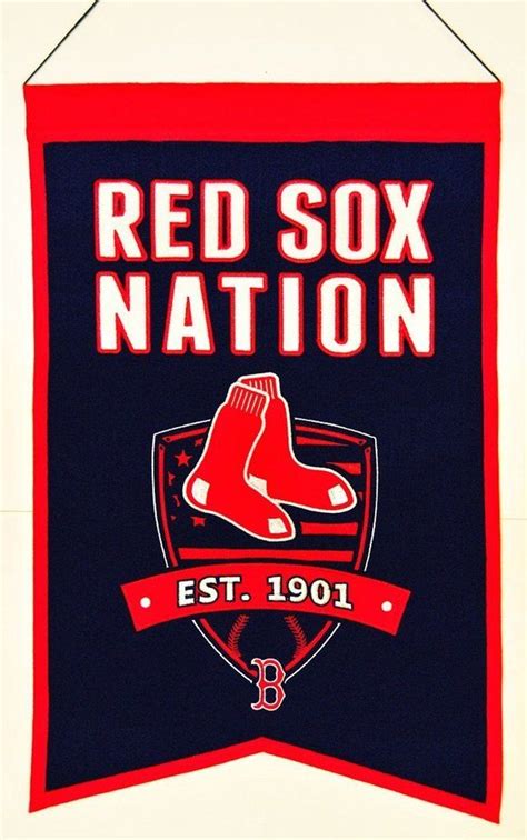 Boston Red Sox Banner 14x22 Wool Nations Red Sox Nation Red Sox Logo