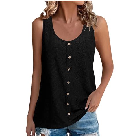 Hot Days Bold Styles Olyvenn Summer Tops For Women Vacation Sleeveless Eyelet Tanks