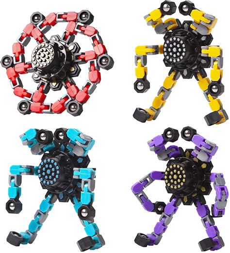 Transformable Fidget Spinners 4 Pcs For Kids And Adults Stress Relief