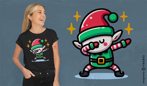 Descarga Vector De Diseño De Camiseta De Duende Navideño Con Toques