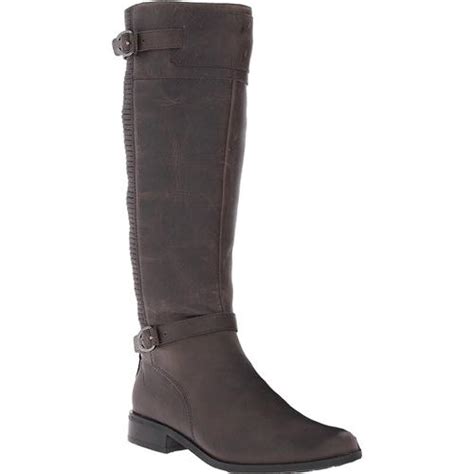 Aetrex Chelsea Tall Riding Boot Grey Leather Womens Shoe