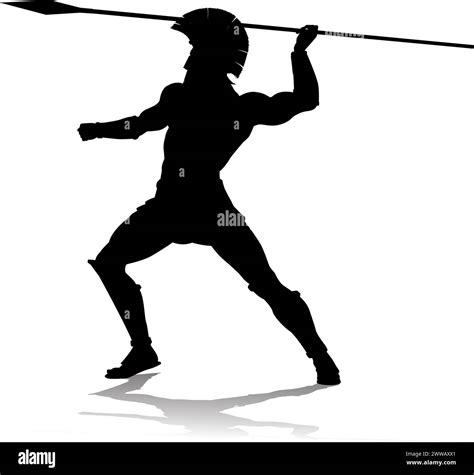 Spartan Silhouette Gladiator Trojan Greek Warrior Stock Vector Image