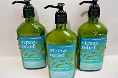 X 3 Bath And Body Works Stress Relief Cedarwood And Sage Aromatherapy Body