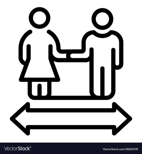 Couple Distance Icon Outline Style Royalty Free Vector Image