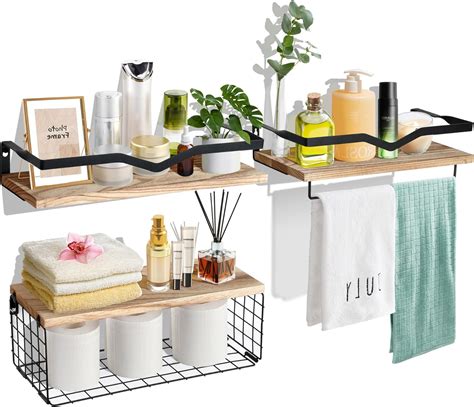 Amazon.com: Alyoen 3+1 Tier Bathroom Shelves Over Toilet, Bathroom Wall ...