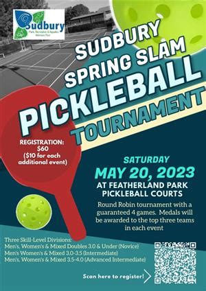 Sudbury Park and Recreation: Sudbury Spring Slam Pickleball Tournament