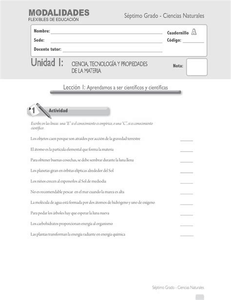 Pdf Nombre Cuadernillo Sede Código Docente Tutor Unidad 1 A Septimo · G H N C O B R