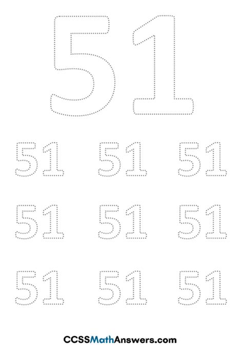 Worksheet On Number 51 Free Printable Number 51 Tracing And Handwriting