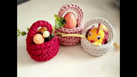 Mini koszyczek wielkanocny na szydełku Crochet mini Easter basket YouTube