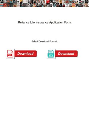 Fillable Online Reliance Life Insurance Application Form Reliance Life