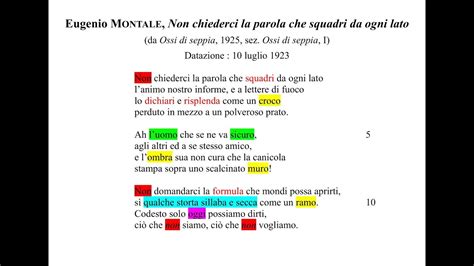 Eugenio Montale Non Chiederci La Parola Che Squadri Da Ogni Lato