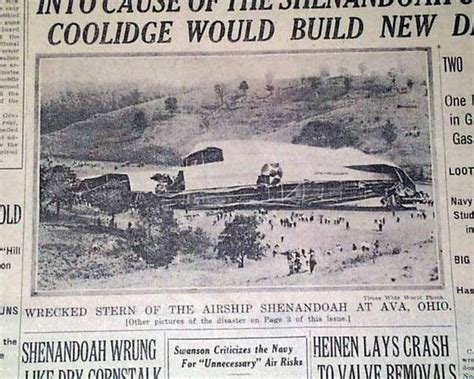 Uss Shenandoah Airship Dirigible Wrecks 1925 Newspaper 45701059