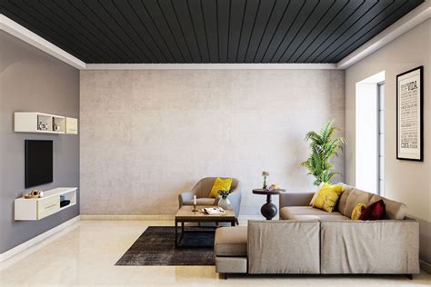 Grey And Textured Beige Wall Paint Design For Living Rooms Livspace