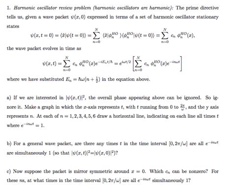 Solved 1. Harmonic oscillator review problem (harmonic | Chegg.com