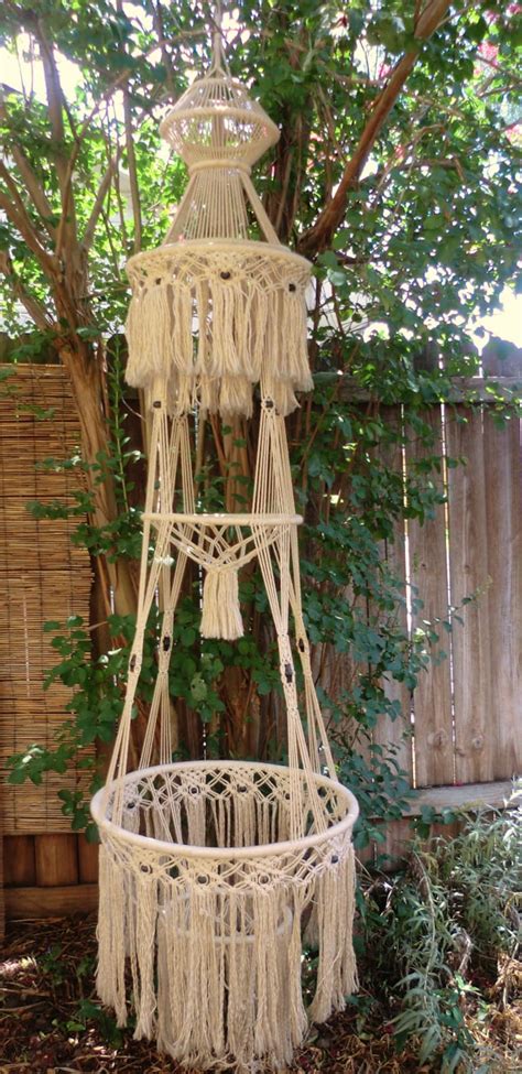 Vintage Macrame Plant Hanger Art Huge Hanging Etsy