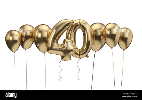 40th Birthday Gold Balloon Background Happy Birthday 3d Rendering