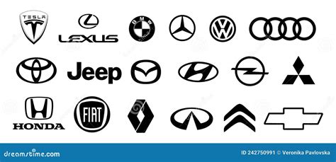 Logo Of Cars Brand Set Tesla Lexus Volkswagen Bmw Mercedes Audi