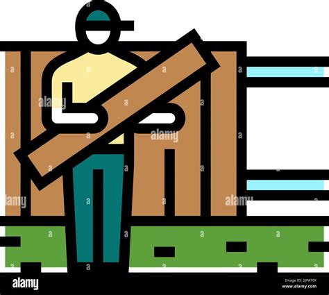 Fence Installation Color Icon Vector Illustration Stock Vector Image