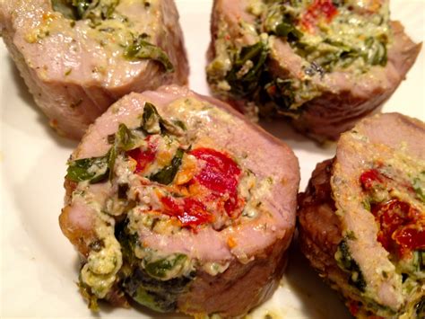 Pork Tenderloin Stuffed With Spinach Sun Dried Tomatoes And Goat Cheese