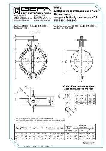 Butterfly Valve Series Kg Dn Dn Gefa Processtechnik Pdf