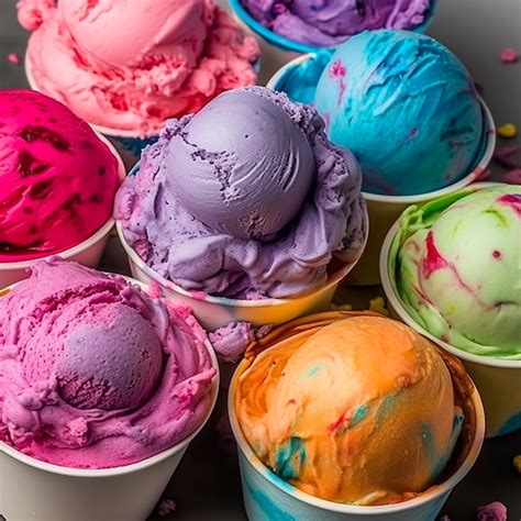 Una Colecci N De Helados De Colores Est Sobre Una Mesa Foto Premium