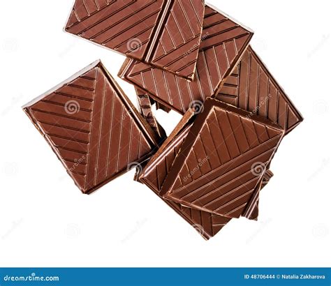 Chopped Chocolate Bar Isolated On White Background Dark Chocolate