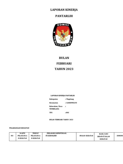 Format Laporan Kinerja Pantarlih 1 1 Pdf