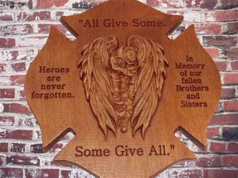 Fallen Firefighter Memorial Wall Plaque Angel Wings Fireman Etsy