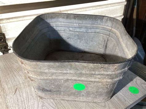 Square Galvanized Wash Tub Currie Auction Service