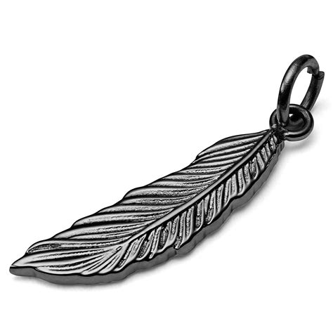 Black Titanium Feather Charm In Stock Lucleon