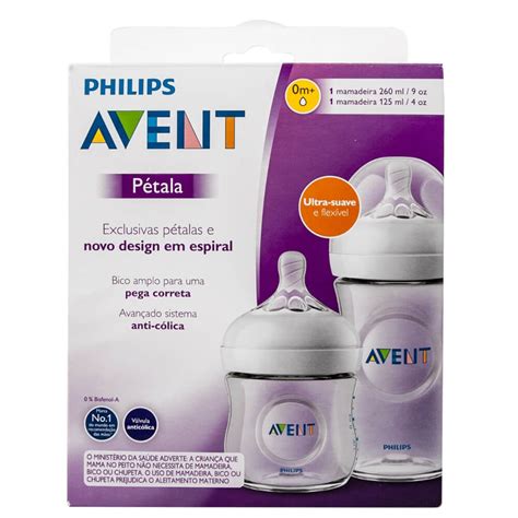 Kit Mamadeira Anti Colic Pétala Transparente 125ml 260ml Philips