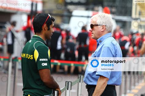 Karun Chandhok IND Team Lotus T128 Test Driver With Charlie Whiting