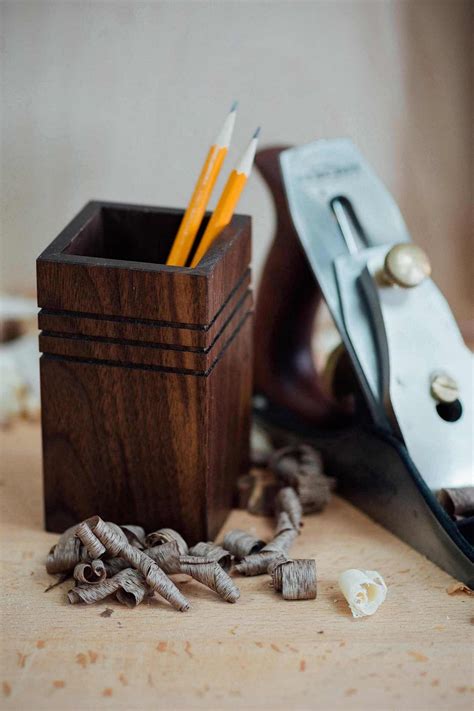 Wooden Pencil Pot Etsy