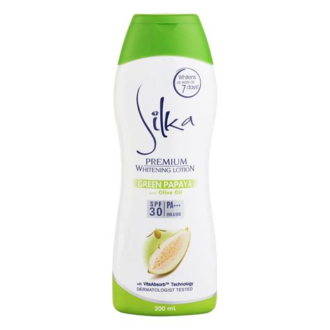 Silka Premium Whitening Lotion Green Papaya With Olive Oil 200ml