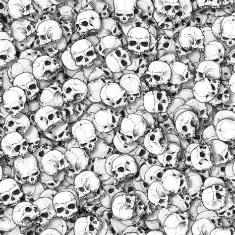 Hand Drawn Skulls Study Pattern