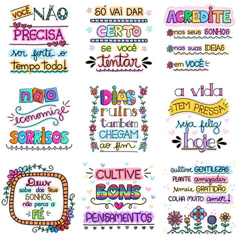 Pack Kit Digital Frases Coloridas Png Motivacionais Artes Elo