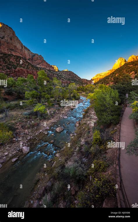 Zion National Park Fall Colors at Sunset Stock Photo - Alamy